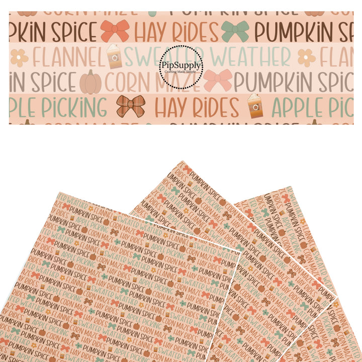 Fall Spice Words Faux Leather Sheets