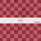 Cranberry red faux linen fabric by the yard with a checker print pattern.