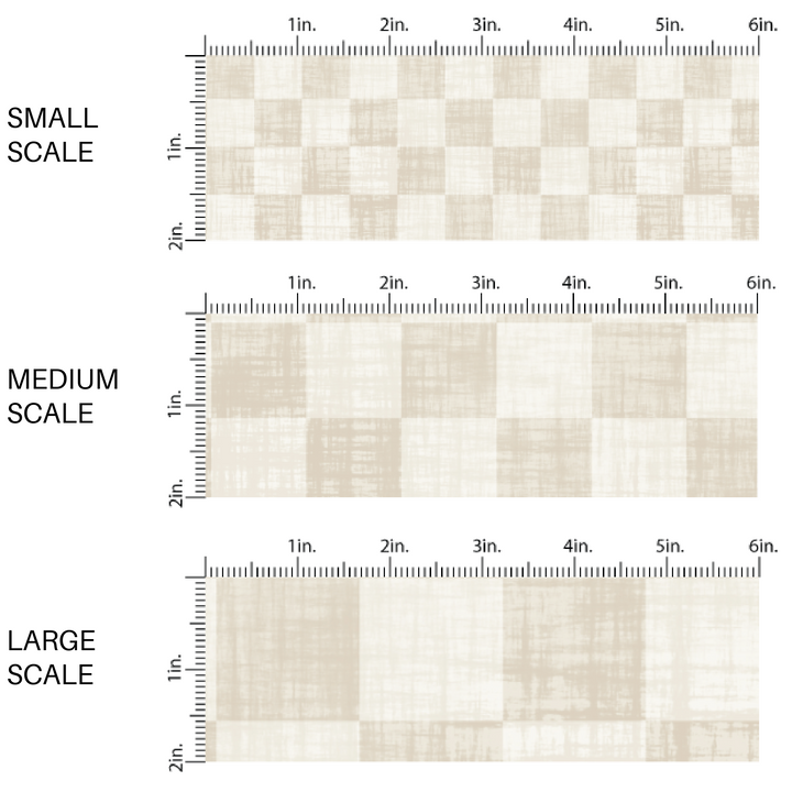 Cream faux linen fabric by the yard scaled image guide with a checker print pattern.