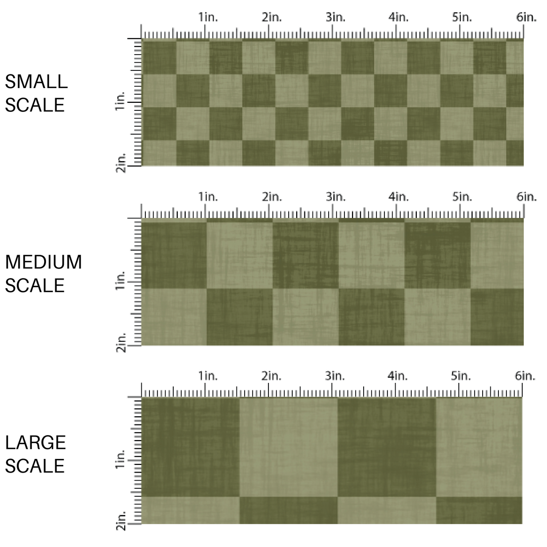 Moss green checker print faux linen fabric by the yard scaled image guide.