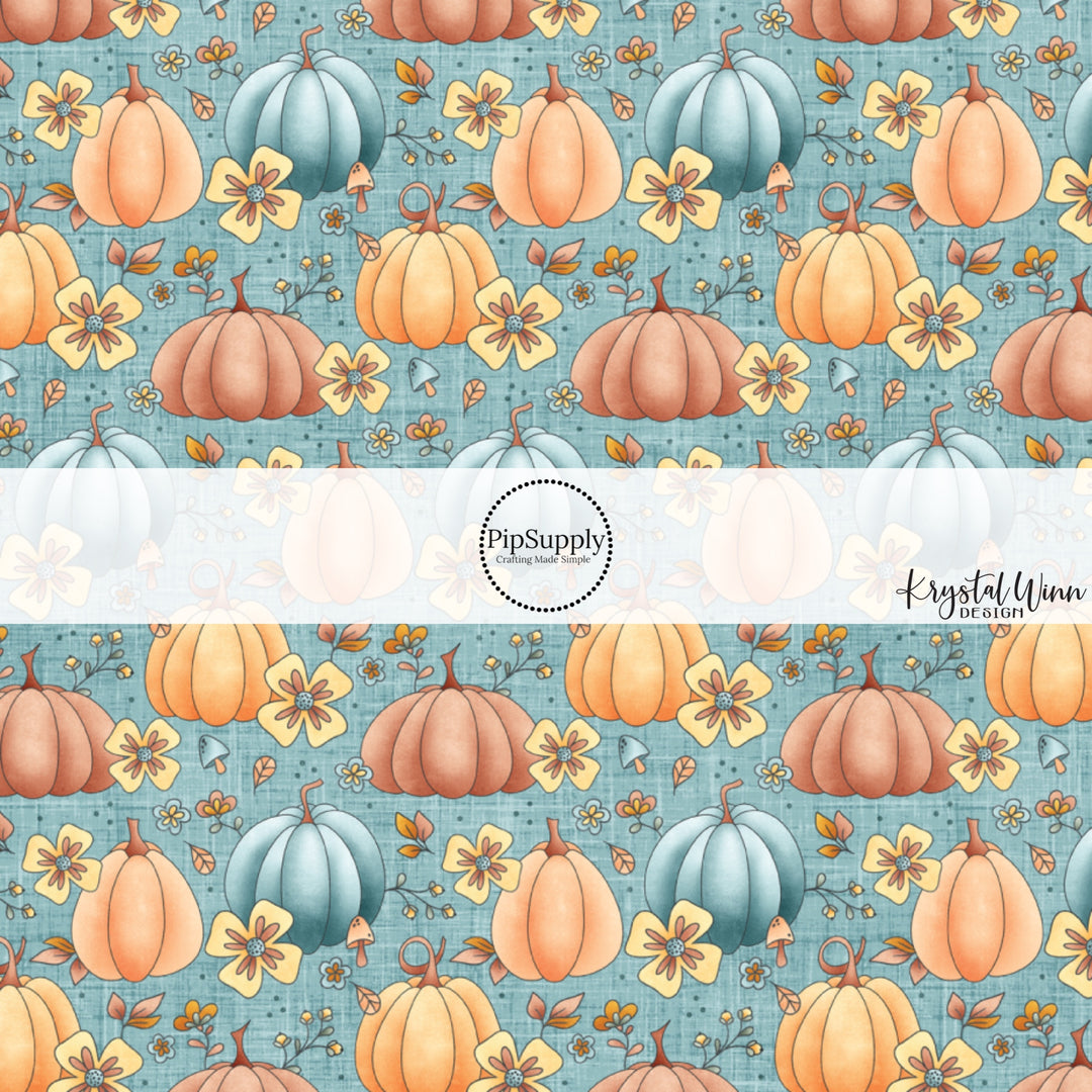 Faux Linen Pumpkin Patch Fabric By The Yard