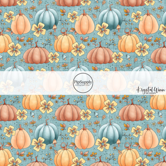 Faux Linen Pumpkin Patch Fabric By The Yard