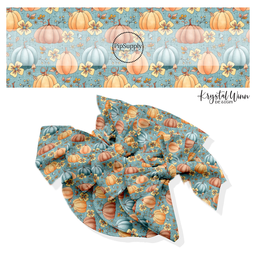 Faux Linen Pumpkin Patch Hair Bow Strips