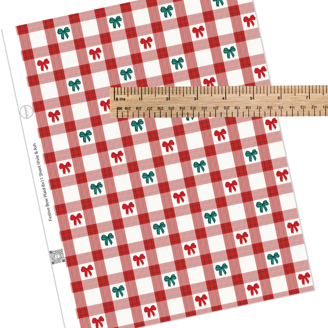 Festive Bow Plaid Faux Leather Sheets