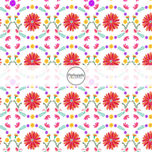 Multi-Colored Floral Design Fabric by the Yard.