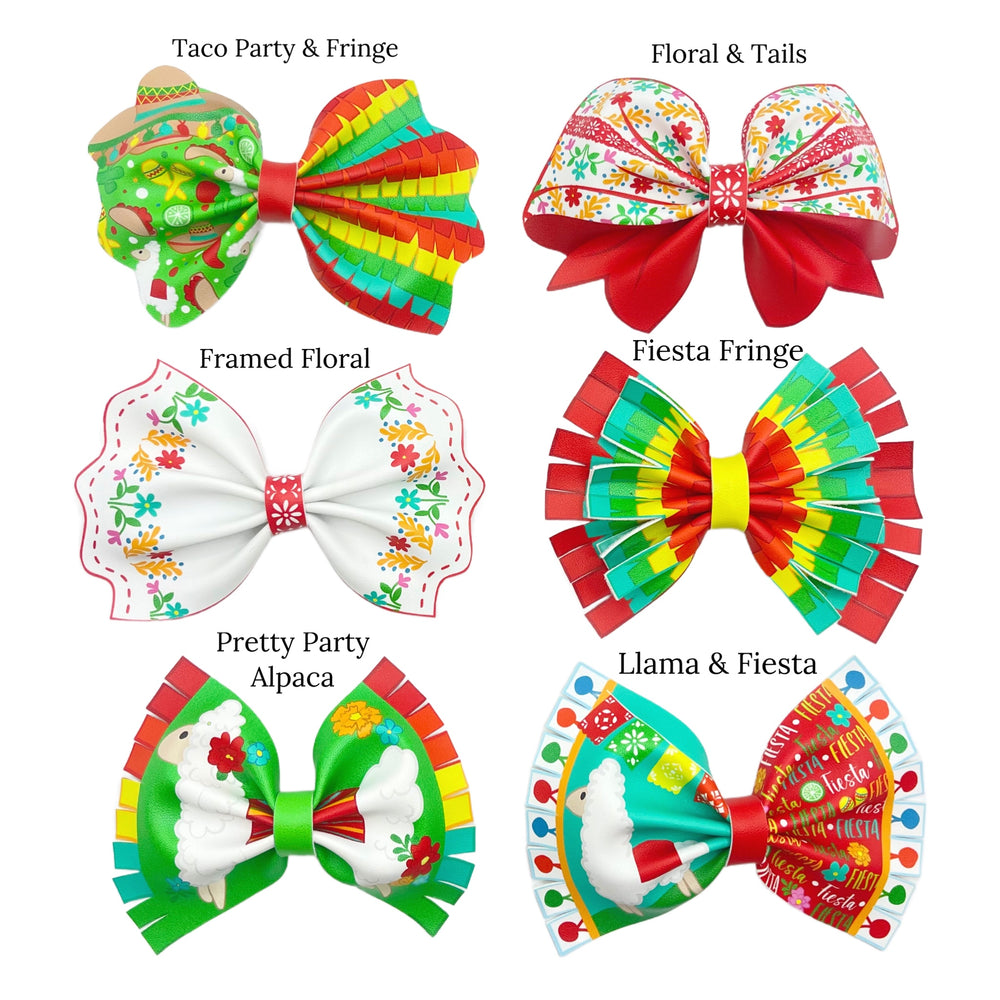 fiesta taco party faux leather diy hand cut hair bows