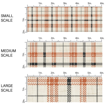 Flannel Cream Orange Charcoal Fabric By The Yard