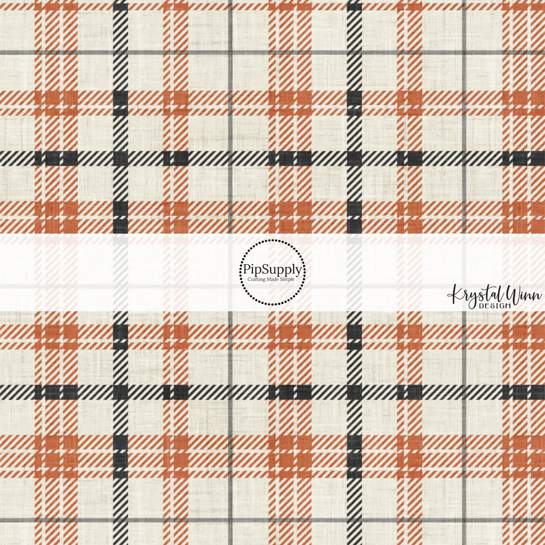 Flannel Cream Orange Charcoal Fabric By The Yard