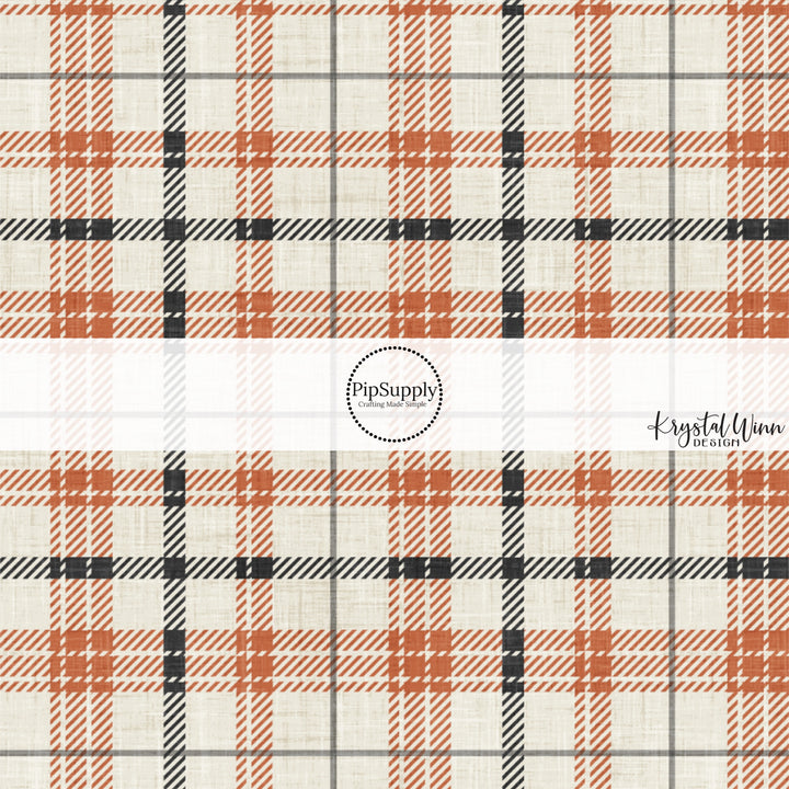 Flannel Cream Orange Charcoal Fabric By The Yard