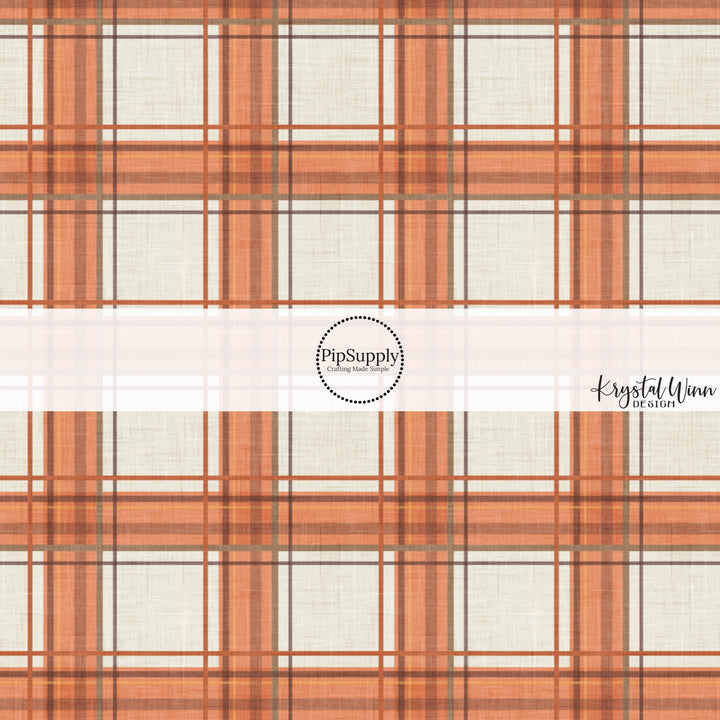 Flannel Cream Orange Fabric By The Yard