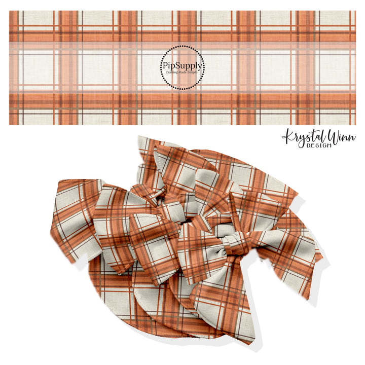 Flannel Cream Orange Hair Bow Strips