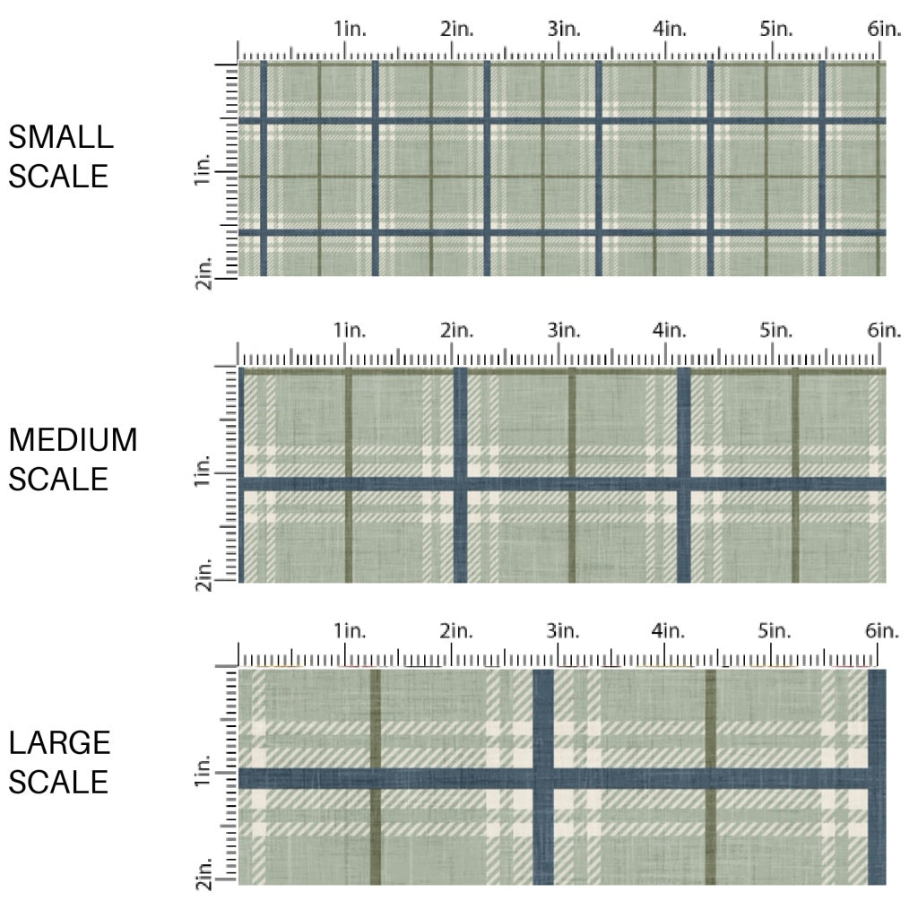 Flannel Sage Navy Fabric By The Yard