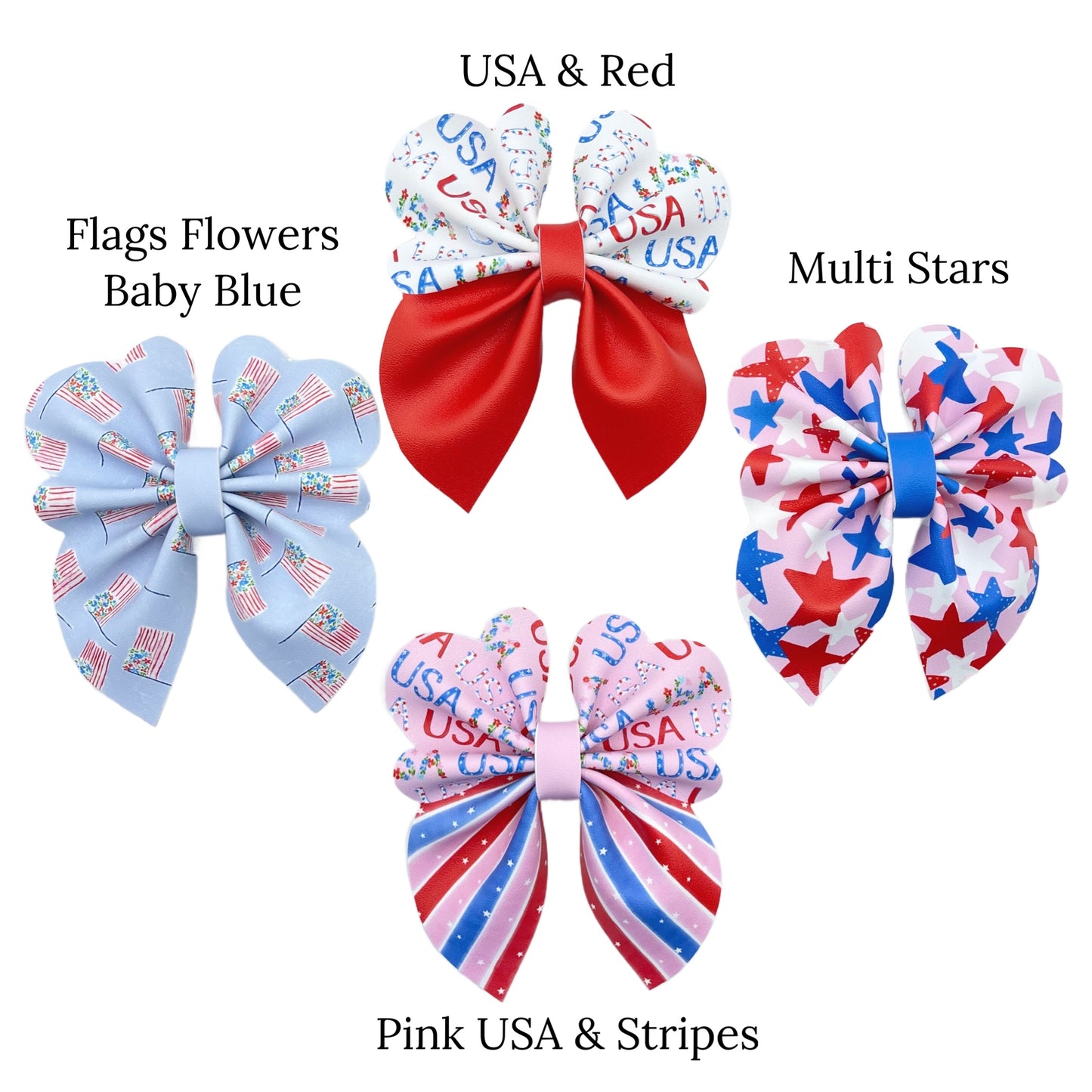 patriotic floral pink red and blue patterns for diy faux leather bubble bows