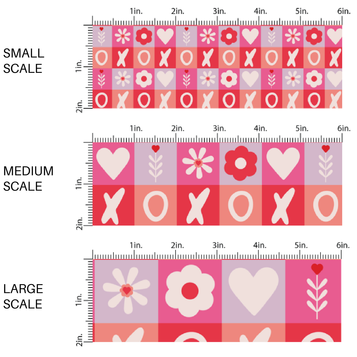 "XO's", Hearts, and Floral Checkered Fabric by the Yard scaled image guide.