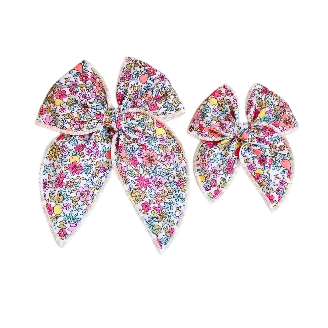 Floral Garden Fabric SAILOR Hair Bow w/ Clip