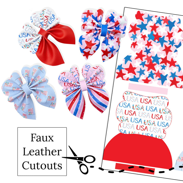 Floral USA Bubble Sailor Faux Leather DIY Hair Bows