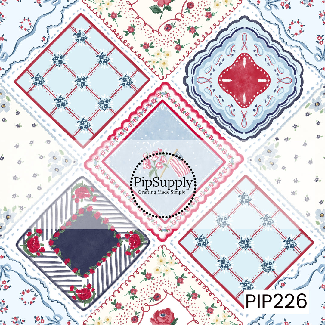 PIP226 - Heirloom Americana Floral Keepsake Hankerchief