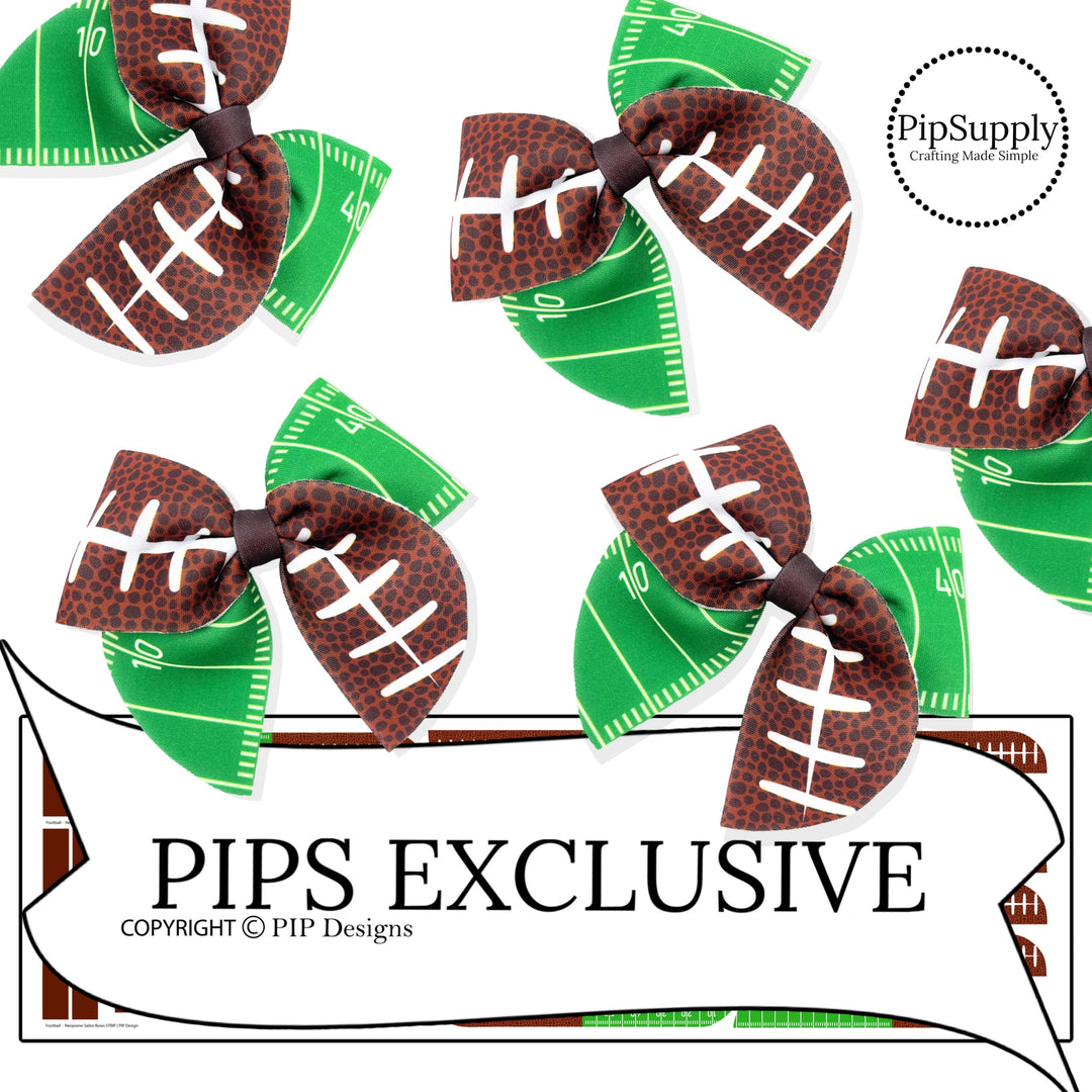 football field and ball diy sailor bows printed on neoprene fabric