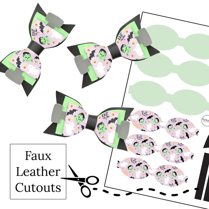 Frankenstein Layered Glamour Bow Faux Leather DIY Hair Bows