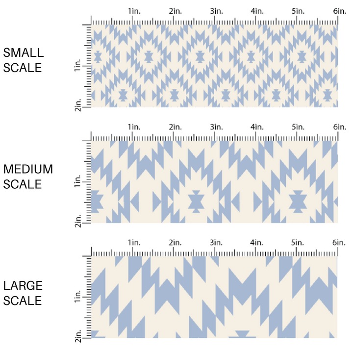 Blue Aztec Print on Cream Fabric by the Yard scaled image guide.