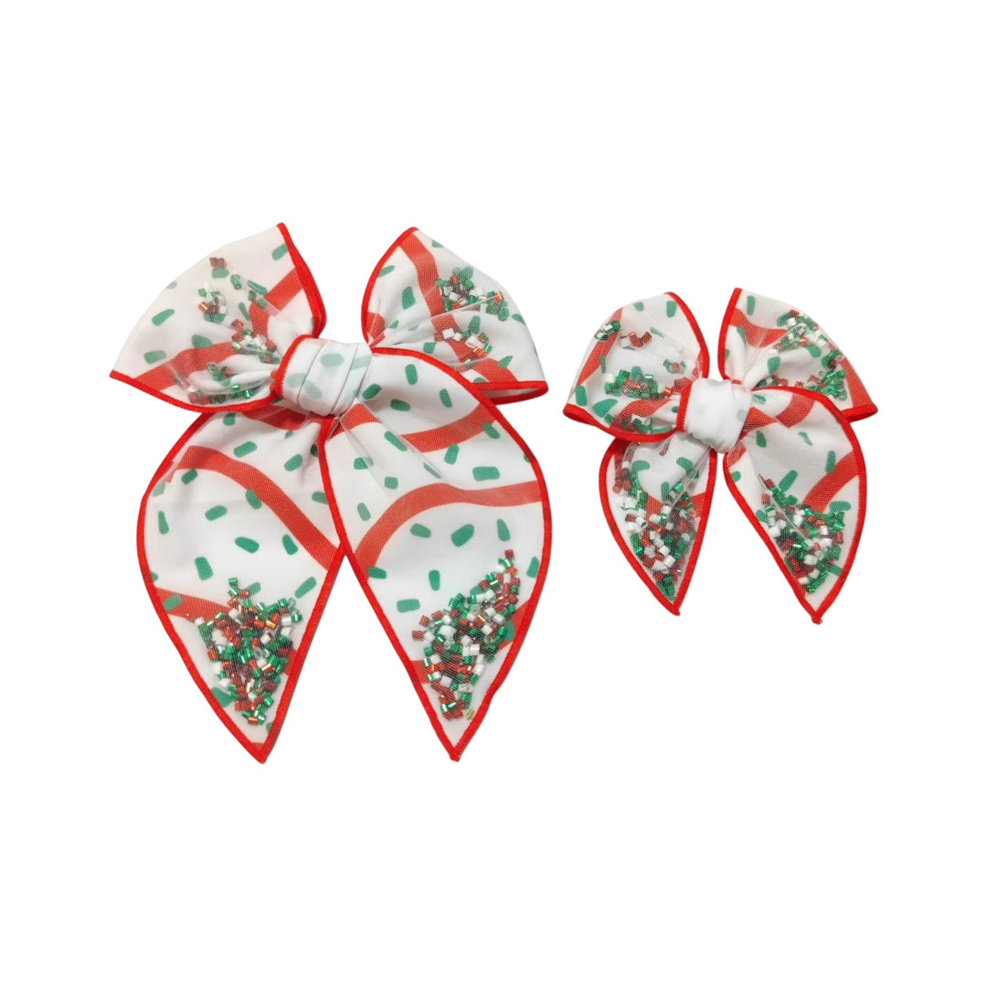 Frosted Tree Cake SAILOR Shaker Hair Bow w/ Clip