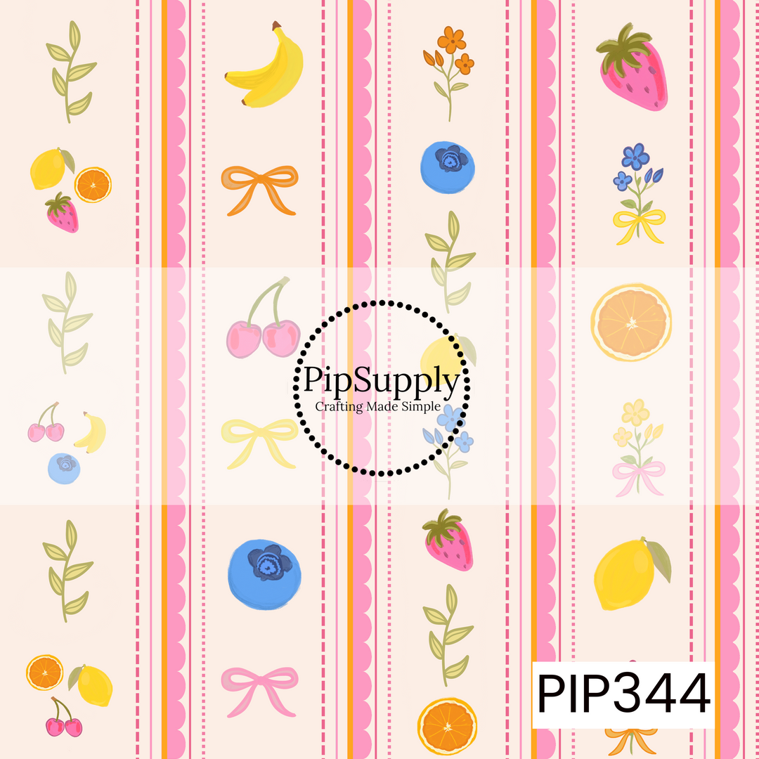 PIP344 - Sweet Pickings Mixed Fruit Pastel Stripe