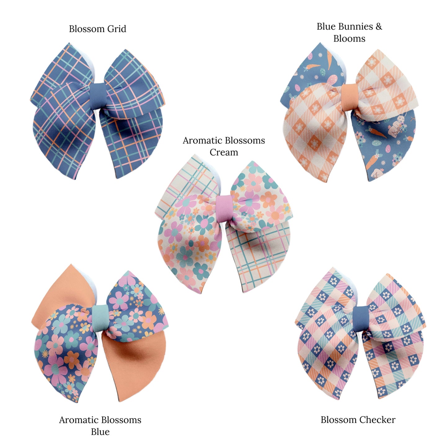 plaid bunny and blue patterns for hand cut neoprene diy hair bows