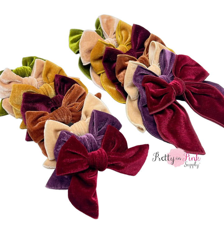 Smooth Fall Solid Velvet Hair Bows Headbands Tied Scrunchies