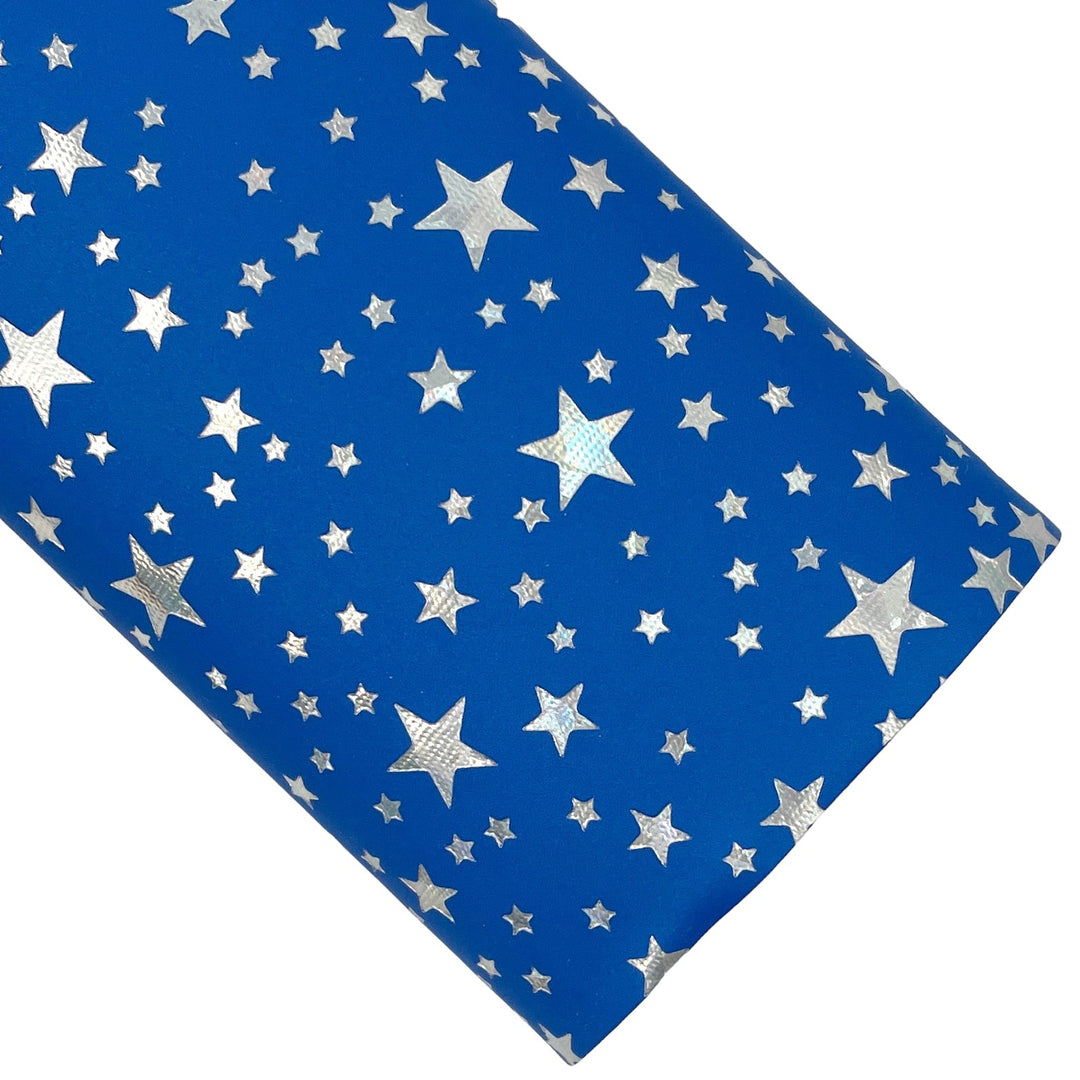 Blue Holo Stars Smooth Vegan Leather Sheets