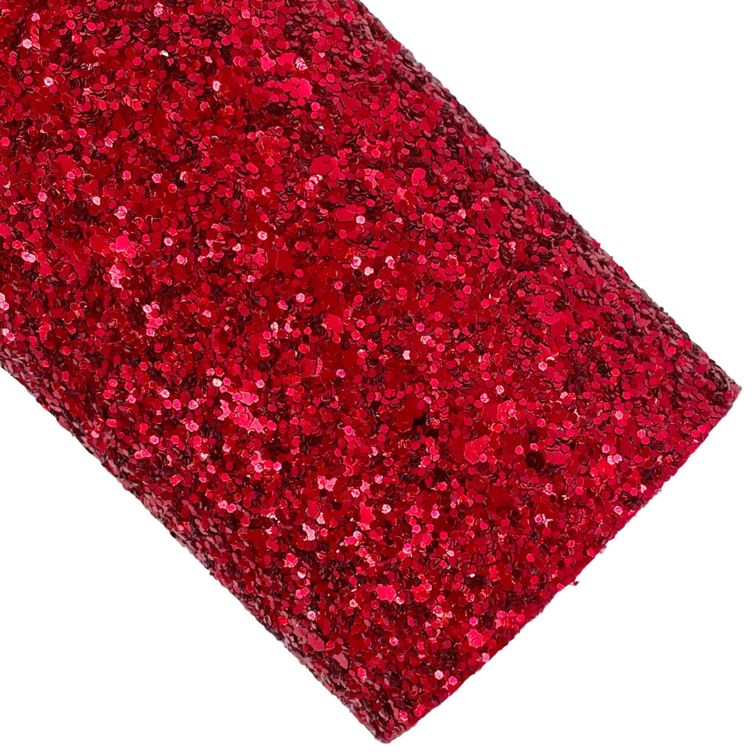 Ruby Red Chunky Glitter Faux Leather Sheets