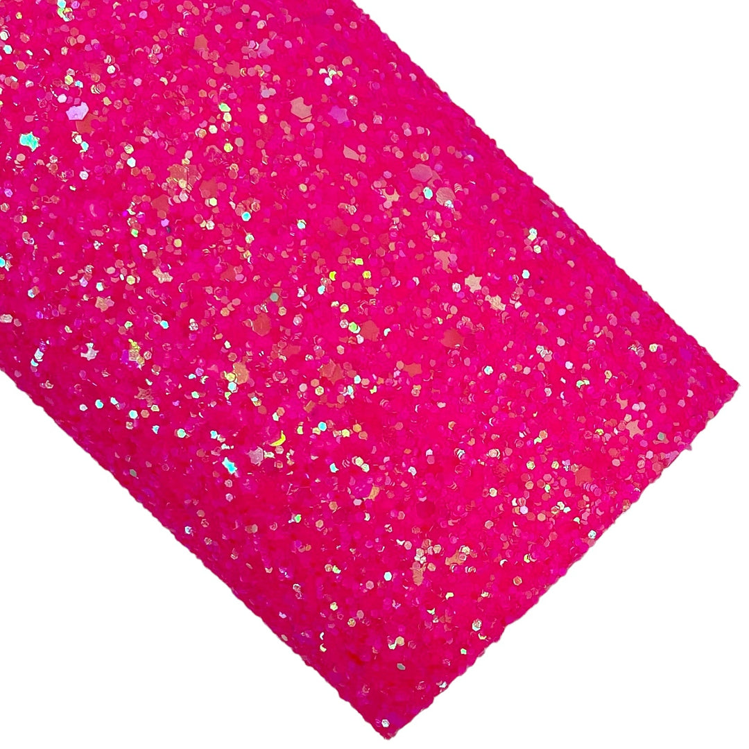 Hot Pink Sun Glare Glitter Faux Leather Sheets