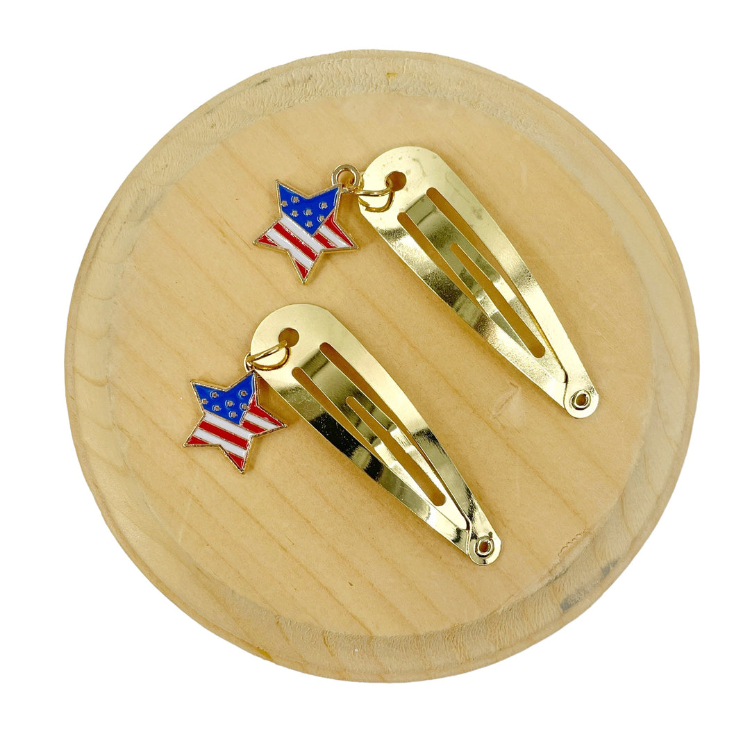 Gold Star Flag Snap Clips- Set of 2