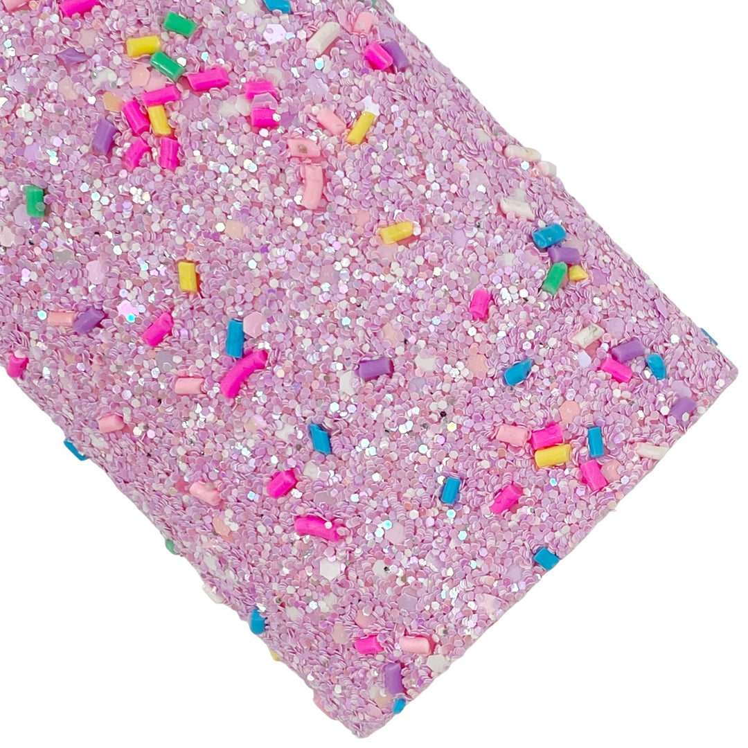 Lavender Sprinkle Pieces Iridescent Glitter Faux Leather Sheets