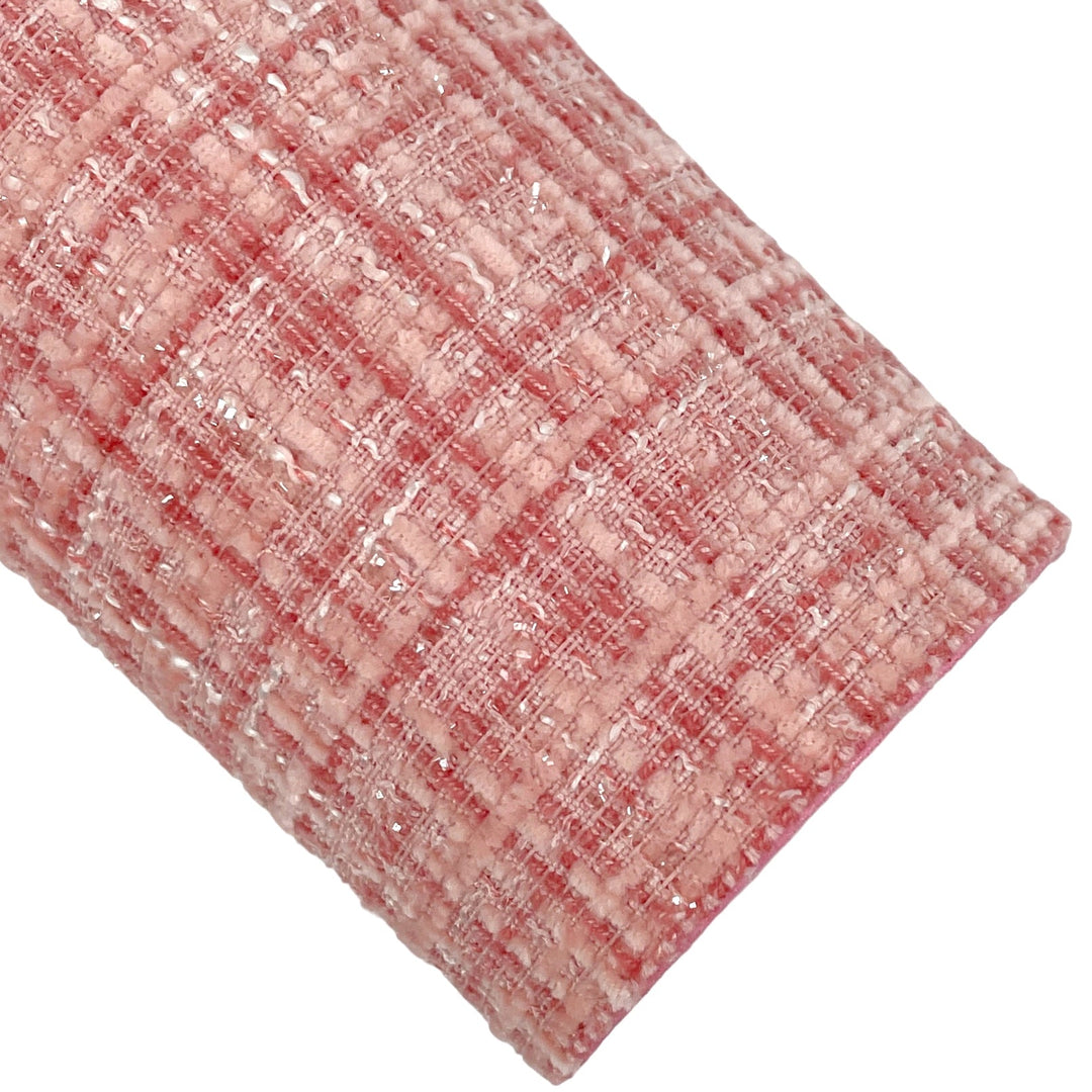 Rose Pink Sparkle Tweed Vegan Leather Faux Leather Sheets