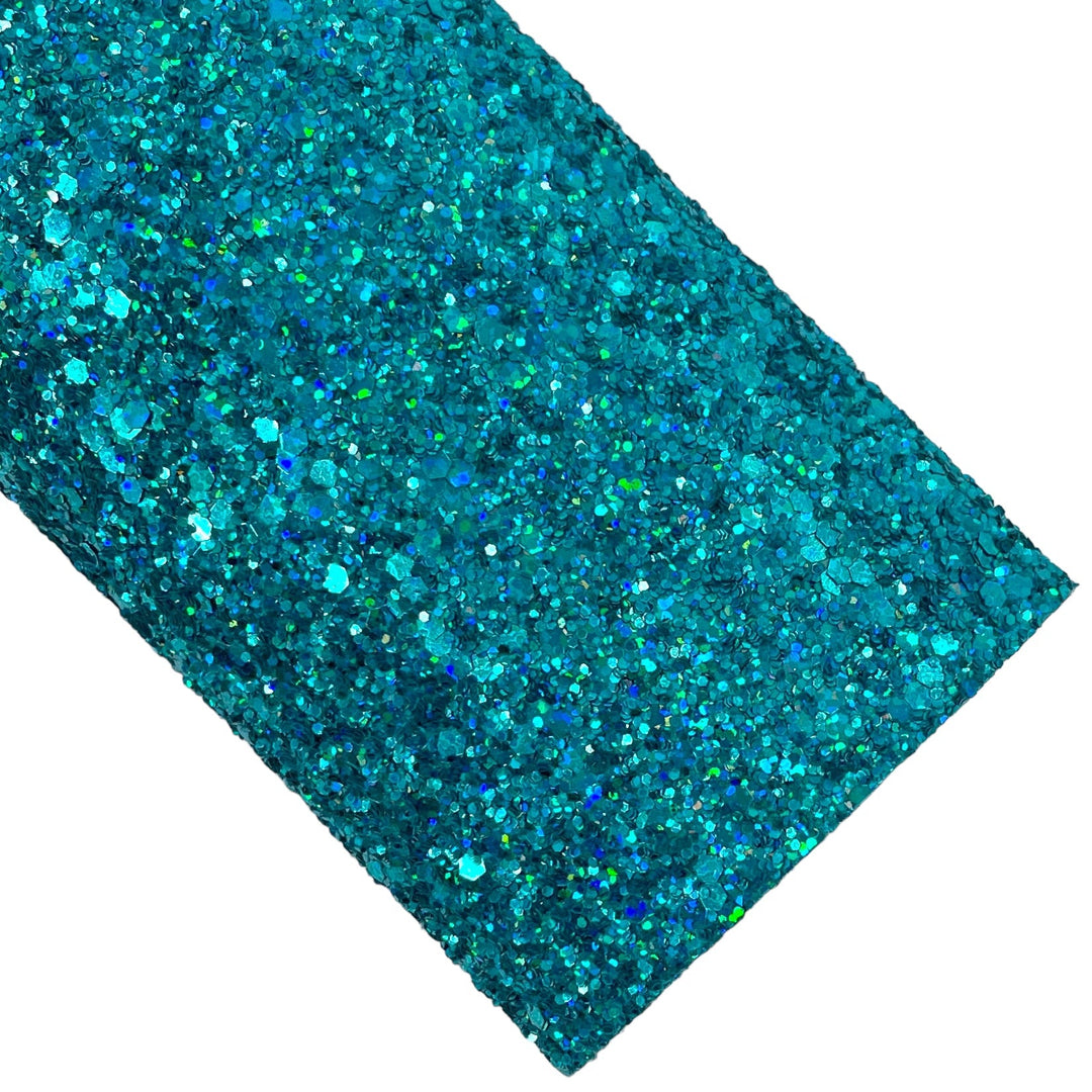 Cerulean Holo Glitter Faux Leather Sheets