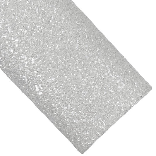 White Luster Glitter Faux Leather Sheets