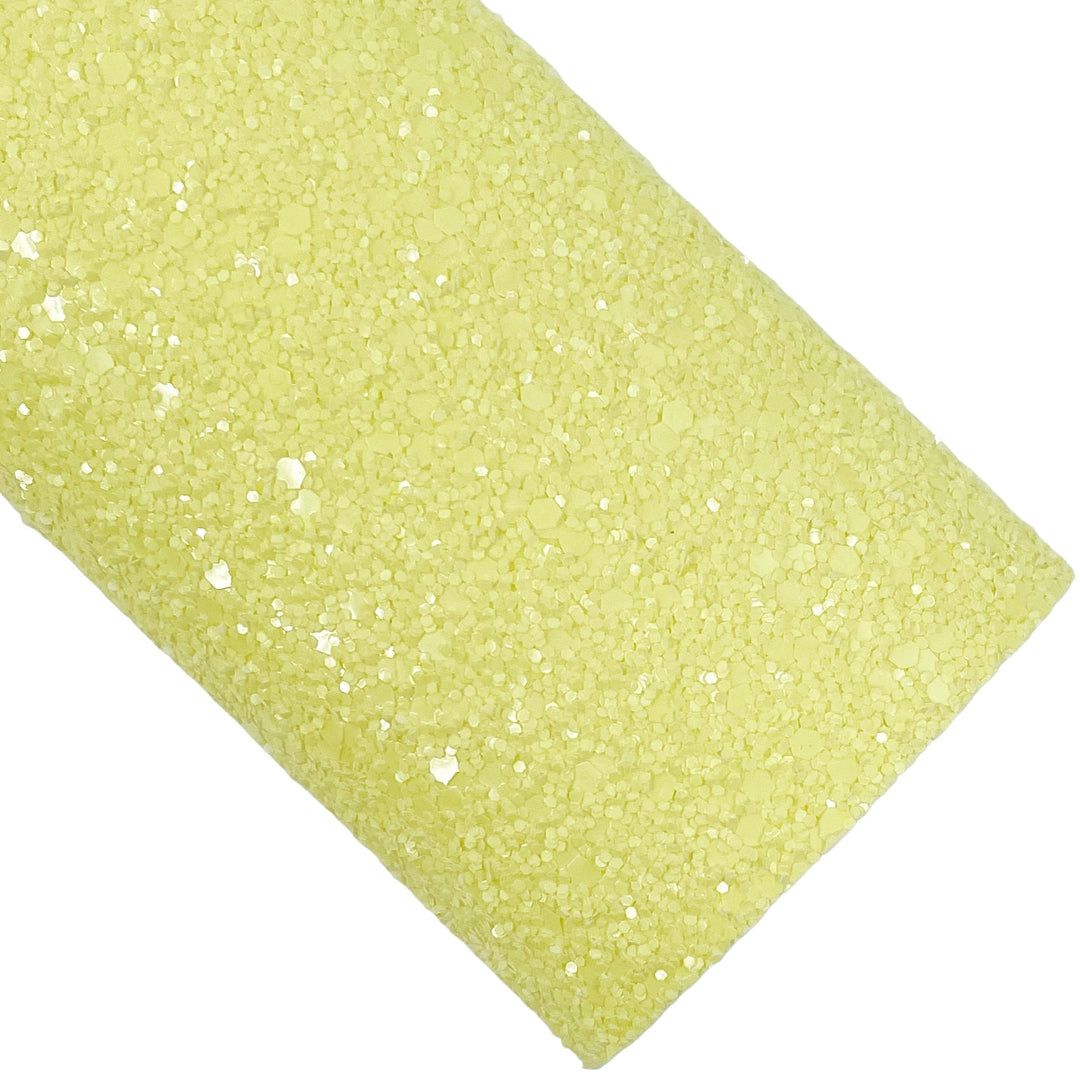 Pastel Yellow Chunky Glitter Faux Leather Sheets