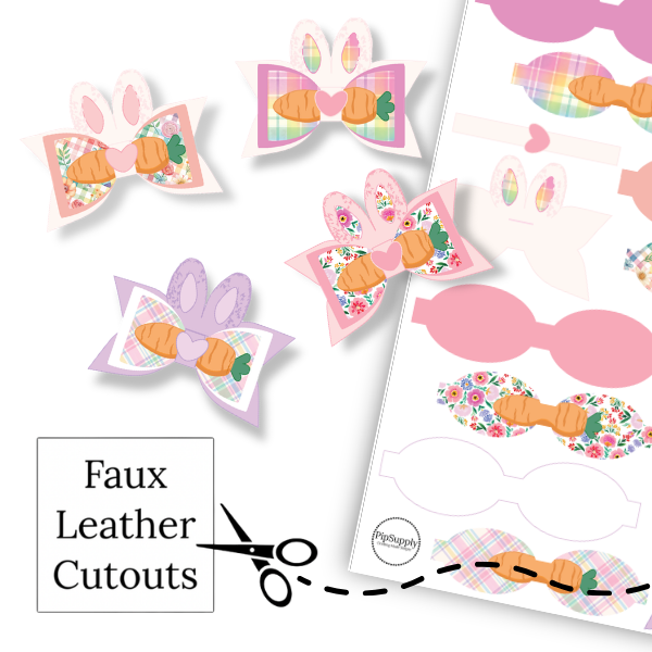 Garden Carrot Bunny Layered Faux Leather DIY Hair Bow