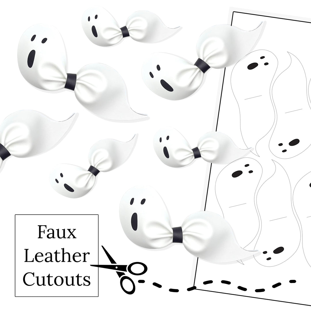 Ghost Halloween Faux Leather DIY Hair Bows & Craft Cutouts