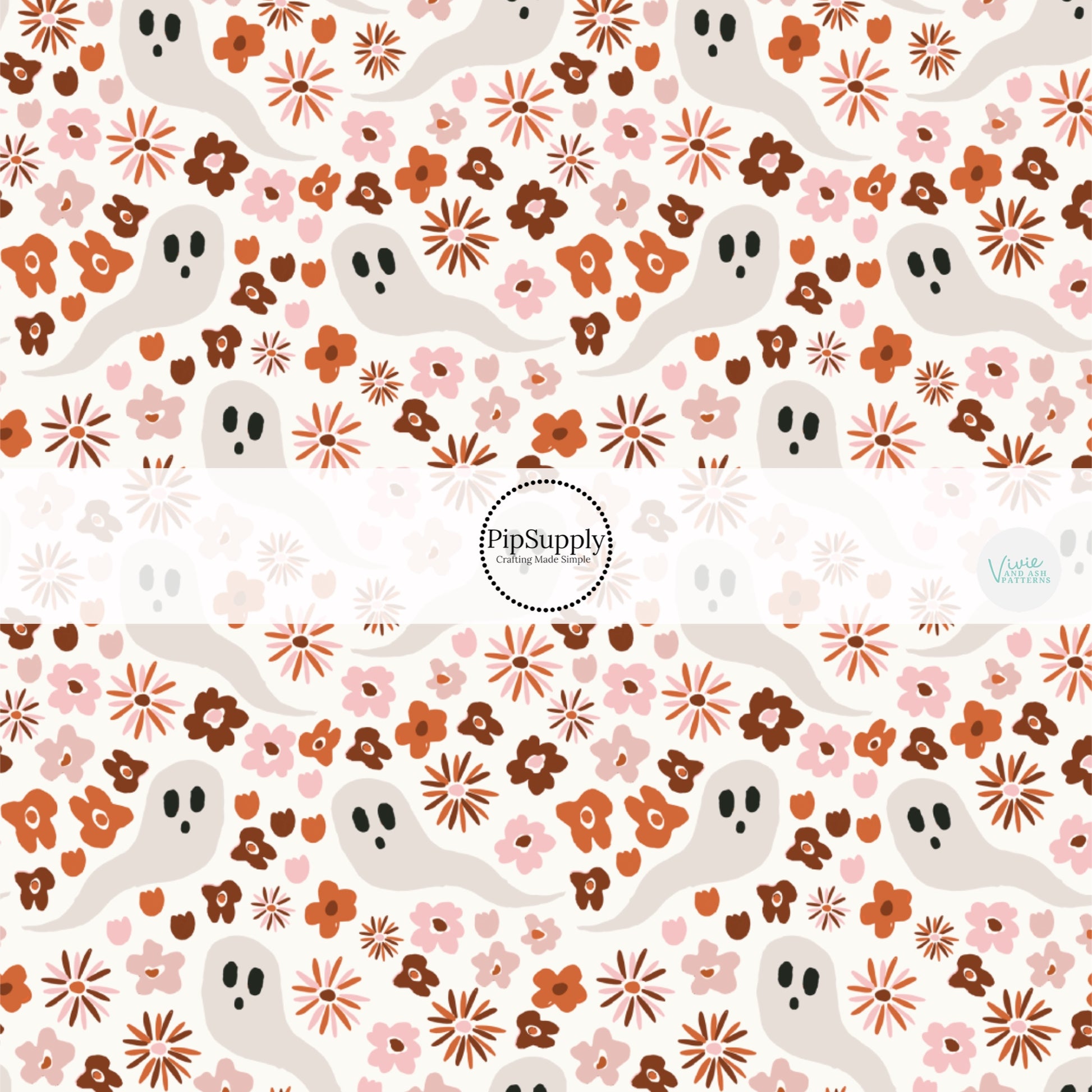 Ghosts and Florals Cream Fabric By The Yard