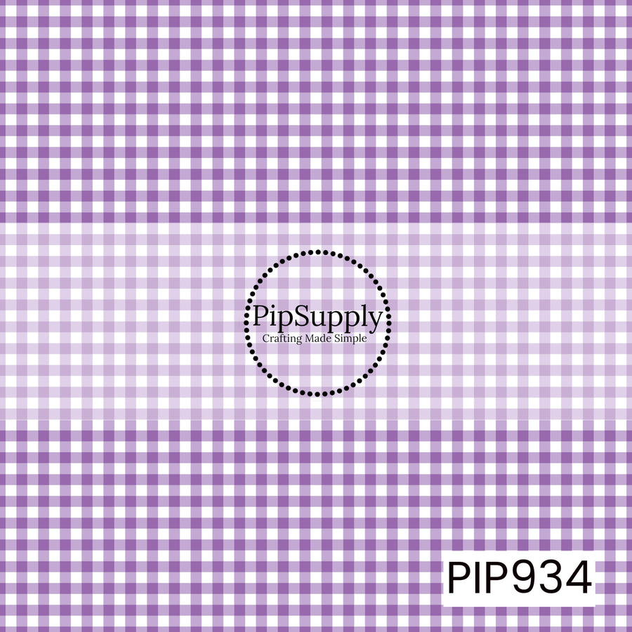 Soft lavender and white gingham check pattern with evenly spaced horizontal and vertical lines, creating a classic, seamless plaid design.
