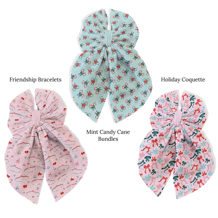 Girly Christmas Flowy Sailor Fabric DIY Hair Bows