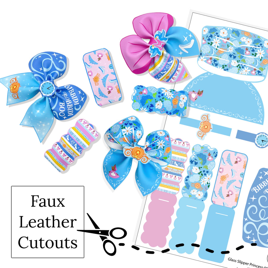 glass slipper and ball princess faux leather diy hair bows