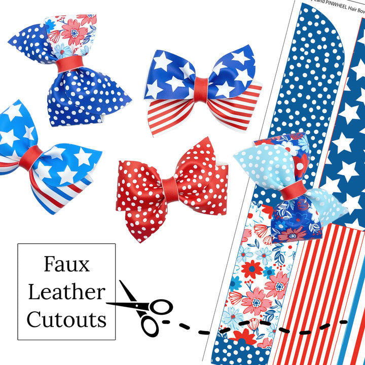 Glory Patriotic Pinwheel Faux Leather DIY Hair Bows & Craft Cutouts