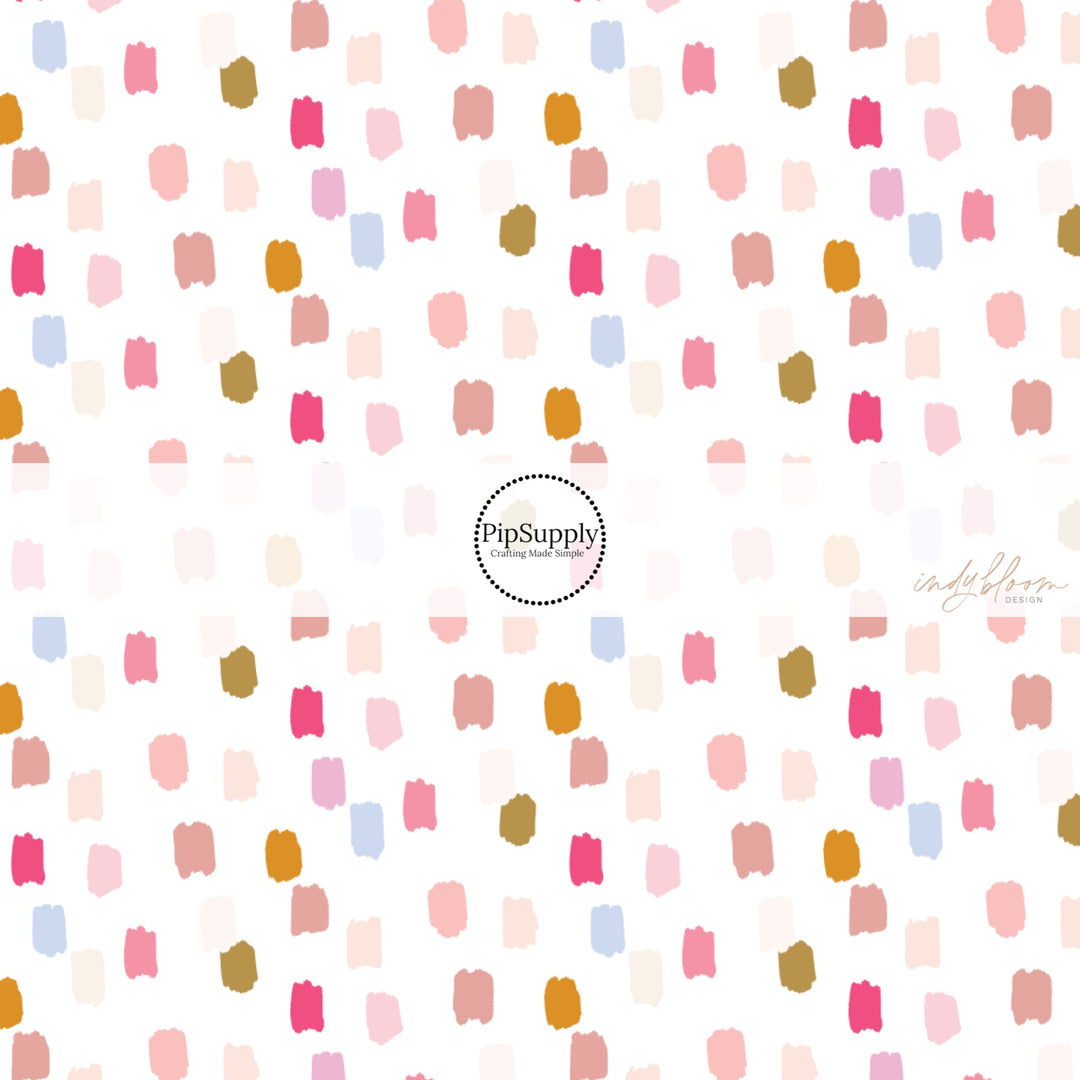 These autumn dot themed pattern fabric by the yard features the following design elements: fall colorful dots on cream. This fun themed fabric can be used for all your sewing and crafting needs!