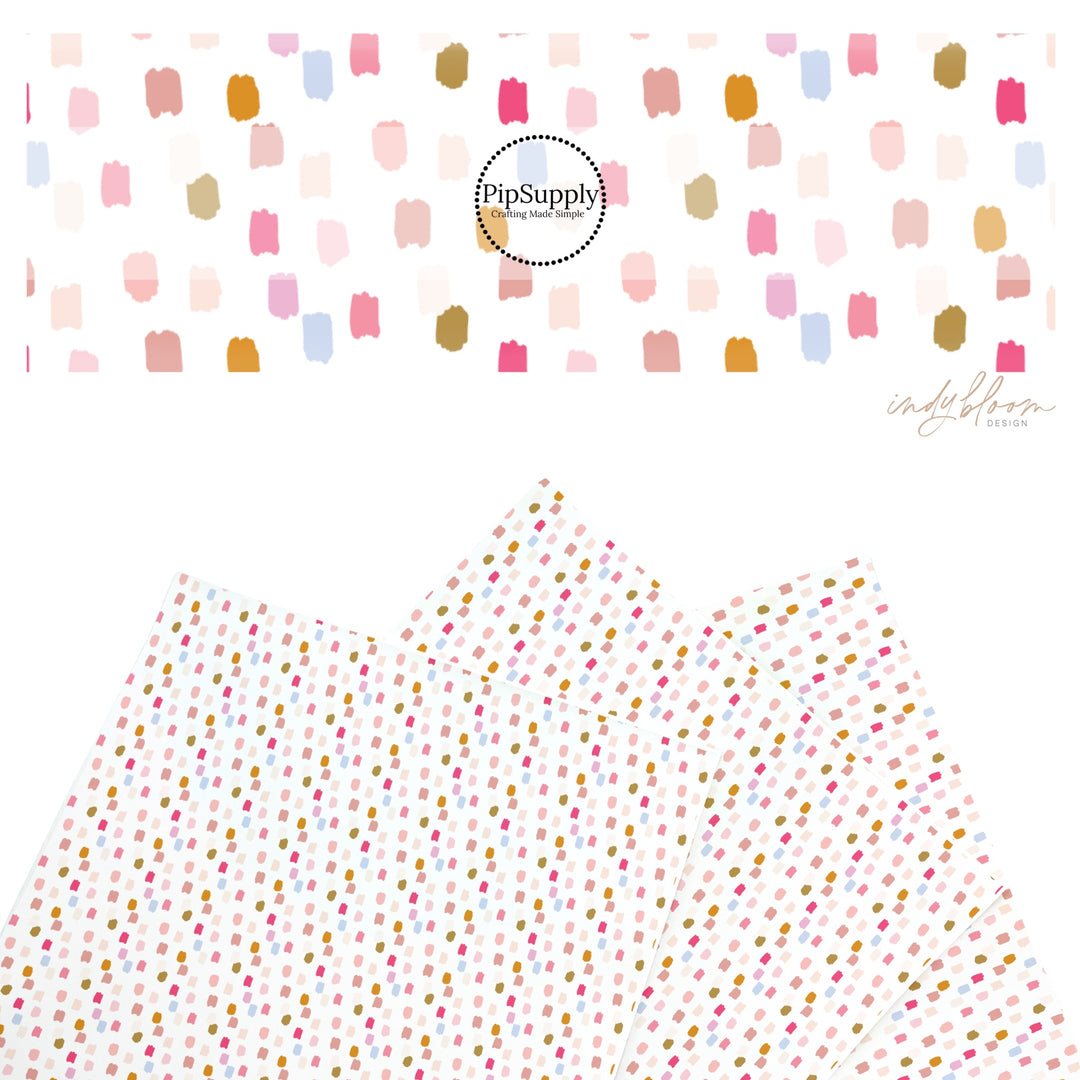 These autumn dot themed pattern faux leather sheets contain the following design elements: fall colorful dots on cream. Our CPSIA compliant faux leather sheets or rolls can be used for all types of crafting projects.