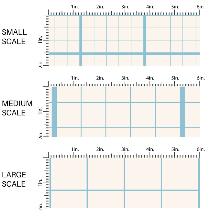 White and blue graph paper printed fabric by the yard scaled image guide.