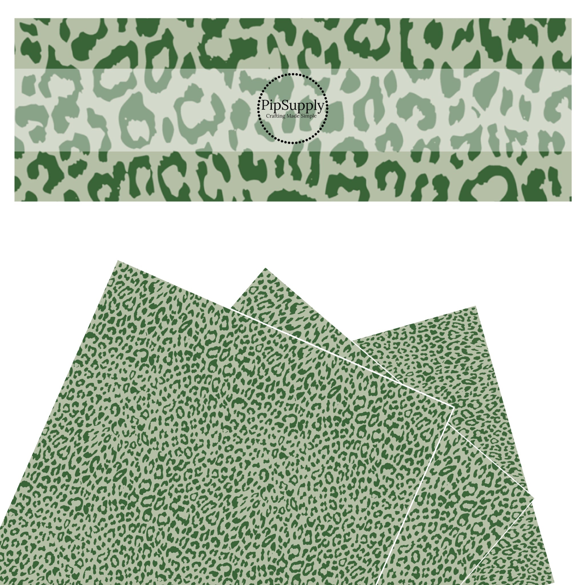Leopard Pattern Faux Leather Sheet - Green Classic Leopard Faux Leather ...