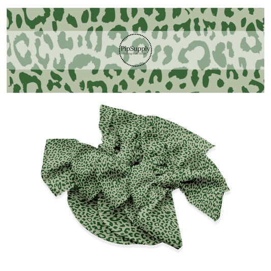 These classic leopard pattern themed no sew bow strips can be easily tied and attached to a clip for a finished hair bow. These Valentine's Day bow strips are great for personal use or to sell. These bow strips feature green colored leopard print. 