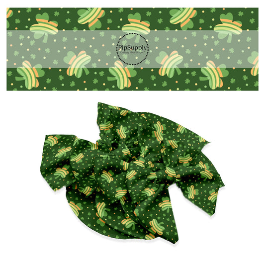 These St. Patrick's Day pattern themed no sew bow strips can be easily tied and attached to a clip for a finished hair bow. These patterned bow strips are great for personal use or to sell. These bow strips features rainbow clovers on green.